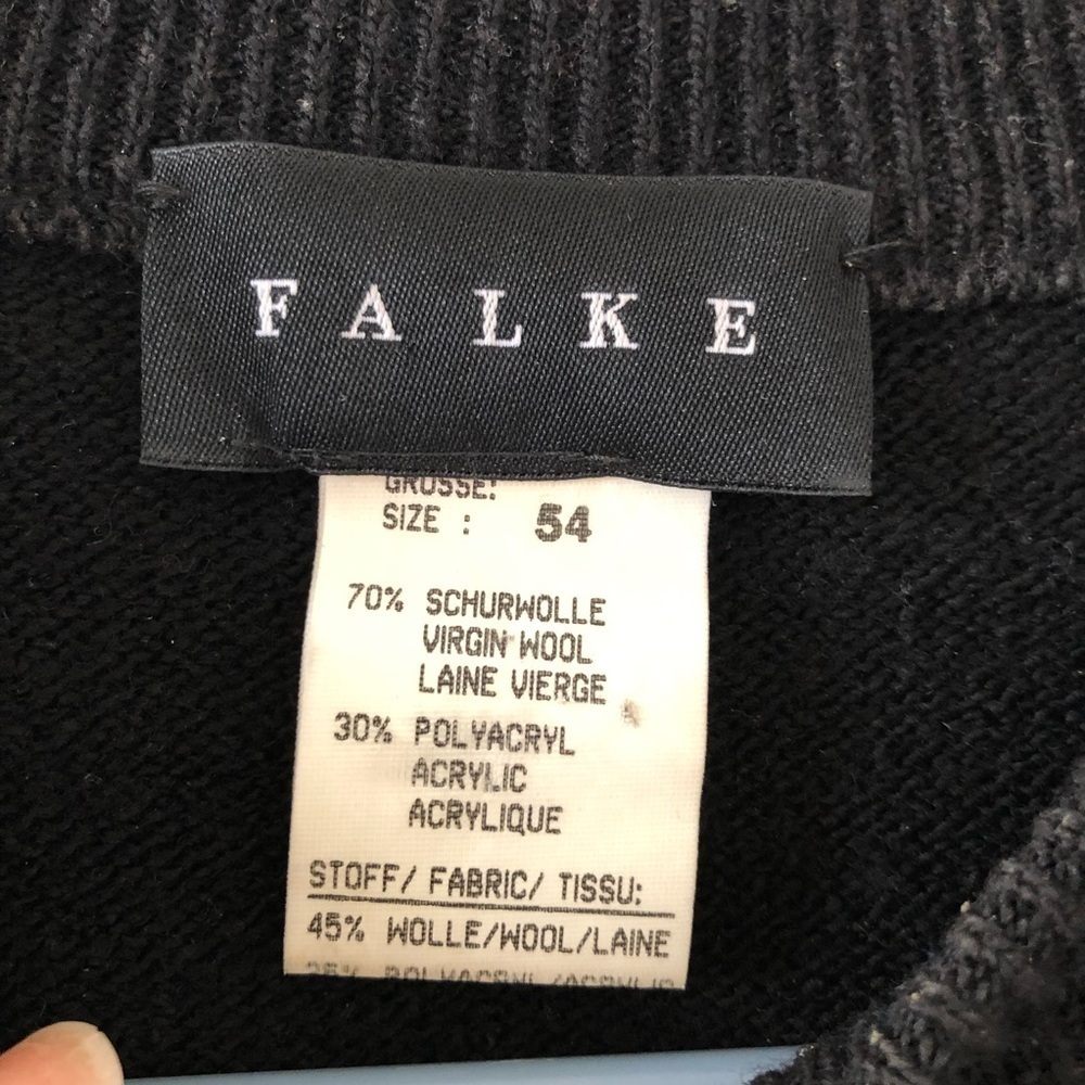 - Men’s Falke black knitted wool blend sweater size 54 texture 3D design f… - Picture 4 of 5